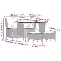 4-delige Tuinset met kussens poly rattan zwart - thumbnail