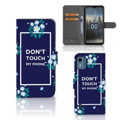 Nokia C12 Portemonnee Hoesje Flowers Blue DTMP Nokia C12 Portemonnee Hoesje Flowers Blue DTMP