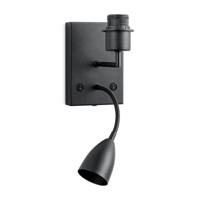 Moderne Muurlamp - Zwart - Met GU10 en E27 Lampvoet - 11 x 17 x 16.5 (BxDxH) - Voor hal en slaapkamer - voor Lampenkap met Doorsnede max.20cm - Lichtbron niet inbegrepen - thumbnail