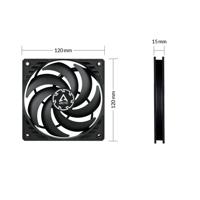 Arctic P12 PC-ventilator Zwart (b x h x d) 120 x 15 x 120 mm - thumbnail