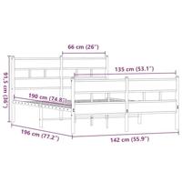 Bedframe zonder matras metaal gerookt eikenkleurig 135x190 cm - thumbnail