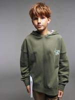 Sweater met capuchon voor jongens Jonen kaki - thumbnail