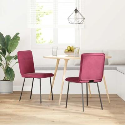 Eetkamerstoelen 2 st fluweel wijnrood