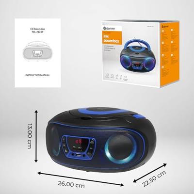 Denver TCL-212BT Radio/CD-speler VHF (FM) AUX, CD, USB, Bluetooth Sfeerverlichting Blauw - thumbnail