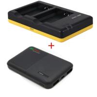 Powerpakket Deluxe: LP-E10 duo oplader + 5000mAh Powerbank voor 2 Canon accu's LP-E10 - thumbnail