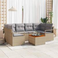 Tuinbankenset met opslag 7 pcs Beige en Licht Grijs poly rattan - thumbnail