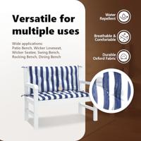 Tuinbankkussens 2 st gestreept 100x50x7 cm stof wit en blauw - thumbnail