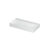 INK United Wastafel Porselein met 1 Kraangat incl. Porseleinen Click Plug en Verborgen Overloop Systeem - 900x450x110 mm - Glans Wit - thumbnail