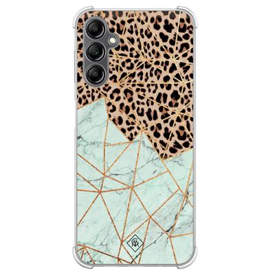 Samsung Galaxy A14 shockproof hoesje - Luipaard marmer mint