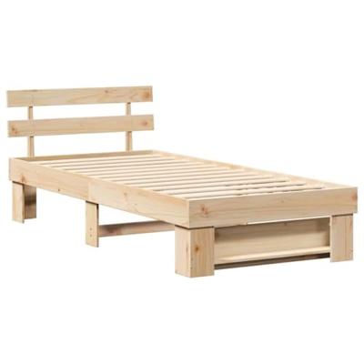 Bedframe met hoofdeinde Bruin 90 x 190 cm Massief grenenhout