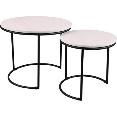 Bijzettafel Set - Moderne Zwart/Wit Tafels - 2 Stuks