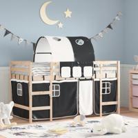 Kinderhoogslaper met tunnel 90x190 cm grenenhout wit en zwart - thumbnail