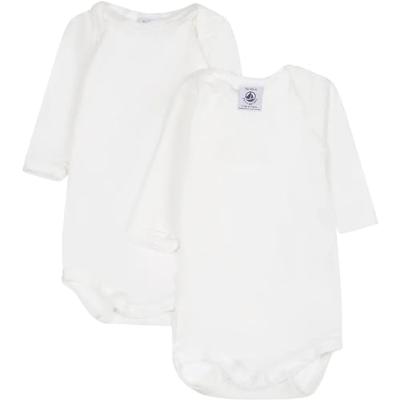 Set van 2 rompers met lange mouwen PETIT BATEAU wit Set van 2 rompers met lange mouwen PETIT BATEAU wit