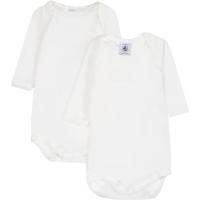 Set van 2 rompers met lange mouwen PETIT BATEAU wit - thumbnail