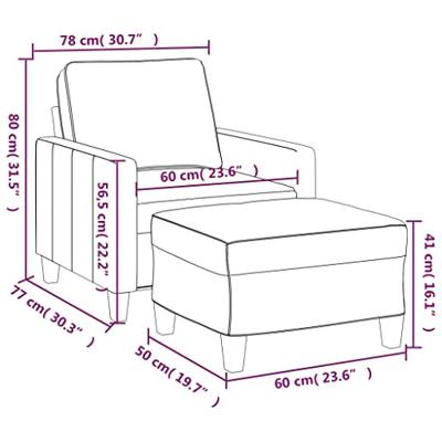 Fauteuil met voetenbank 60 cm stof wijnrood