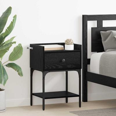 Nachtkastje 2 pcs Zwart eiken 40 x 29 x 60 cm Bewerkt hout