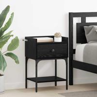Nachtkastje 2 pcs Zwart eiken 40 x 29 x 60 cm Bewerkt hout - thumbnail