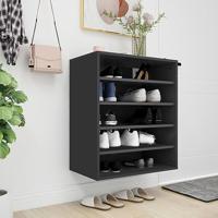 Schoenenkast 60x35x70 cm bewerkt hout zwart - thumbnail