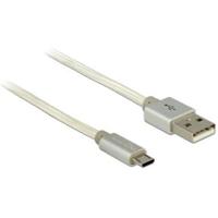 DeLOCK 2m, USB2.0-A/USB2.0 Micro-B USB-kabel USB A Micro-USB B Zilver, Wit - thumbnail