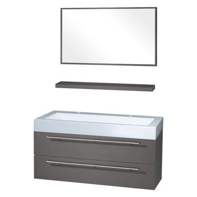 Differnz Force badkamermeubel 100cm 2 kraangaten antraciet met spiegel en planchet