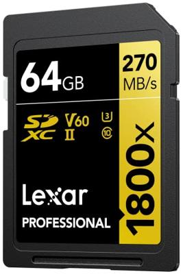 Lexar Professional SDXC 64GB BL 1800X UHS-II V60 Gold