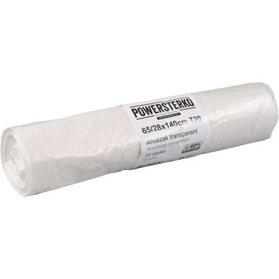 PowerSterko Afvalzak | Gerecycled LDPE | 65/ 28x140cm | T20 | transparant | 200 stuks