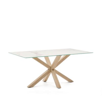 Kave Home Eettafel 'Argo' Keramiek, 160 x 90cm, kleur Wit/Naturel Kave Home Eettafel 'Argo' Keramiek, 160 x 90cm, kleur Wit/Naturel