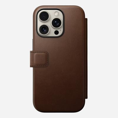Nomad Modern Leren Folio iPhone 16 Pro Bruin