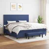 Boxspring met matras stof blauw 200x200 cm - thumbnail
