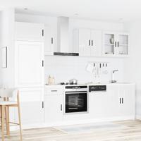 8-delige Keukenkastenset Porto bewerkt hout glanzend wit - thumbnail