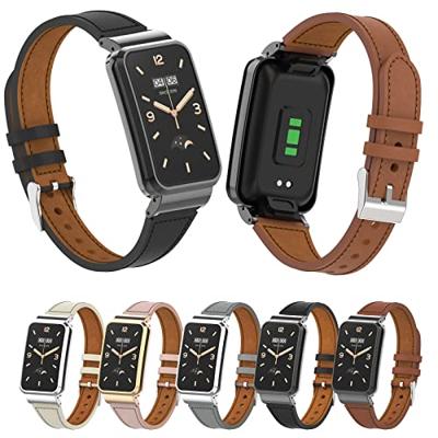 Classic leren bandje met case - Zwart - Xiaomi Smart band 7 Pro