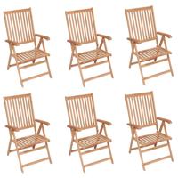 Tuinstoelen 6 st verstelbaar massief teakhout - thumbnail