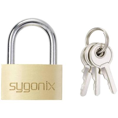 Sygonix SY-5045288 Hangslot 29.8 mm Deels gelijksluitend Goud-geel Sleutelslot