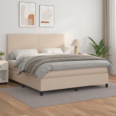 Boxspring met matras kunstleer cappuccinokleurig 160x200 cm