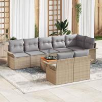 Tuinbankenset met kussen 9 pcs Beige poly rattan - thumbnail