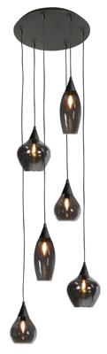 Highlight HanglampCambio zwart 6-lichts smoke glas - H5859.01