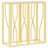 Wandtafel 70x30x70 cm roestvrij staal en glas goudkleurig - thumbnail