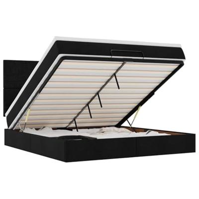 Ottoman bed met matras en LED's 160x200cm stof zwart