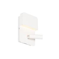QAZQA Wandlamp wit incl. LED met USB en leeslamp met schakelaar - - thumbnail