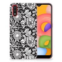 Samsung Galaxy A01 | TPU Case | Black Flowers - thumbnail