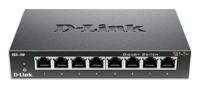 D-Link DGS-108 8-Port Layer2 Gigabit Switch (tot 1000 Mbps gegevensoverdracht per poort, non-blocking architectuur, zonder ventilator, metalen behuizing) zwart, 8 Ports - thumbnail