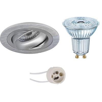 LED Spot Set - OSRAM Parathom PAR16 930 36D - Pragmi Alpin Pro - GU10 Fitting - Dimbaar - Inbouw Rond - Mat Zilver -
