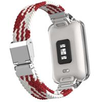 Braided nylon bandje met case - Rood met wit - Xiaomi Smart band 7 Pro - thumbnail