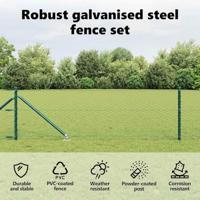 VidaXL Afrasteringspaal groen 10 x 0,8 m (36 mm gaas) staal en pvc - thumbnail