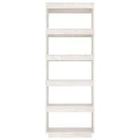 Boekenkast/kamerscherm 60x35x167 cm massief grenenhout wit - thumbnail