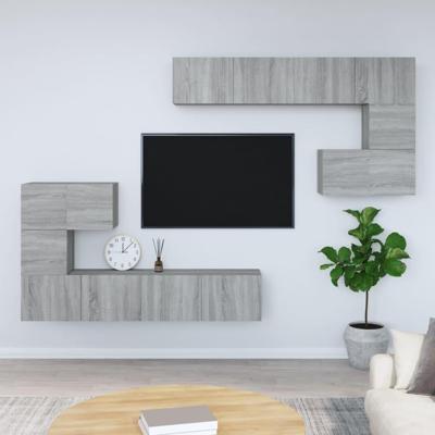 Tv-wandmeubel bewerkt hout grijs sonoma eikenkleurig