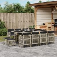 13-delige Tuinset met kussens poly rattan lichtgrijs - thumbnail