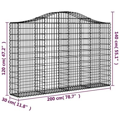 VidaXL Schanskorf gewelfd 200x30x120/140 cm gegalvaniseerd ijzer VidaXL Schanskorf gewelfd 200x30x120/140 cm gegalvaniseerd ijzer