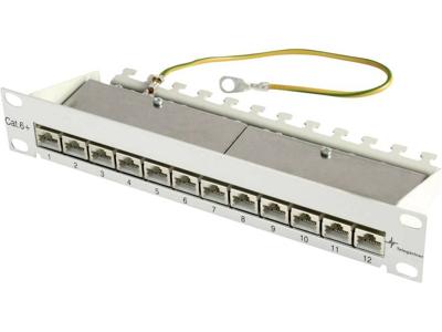 TELEGÄRTNER J02022A0057 Patch Panel Cat.6A (diep) 1HE 12x RJ45 lichtgrijs