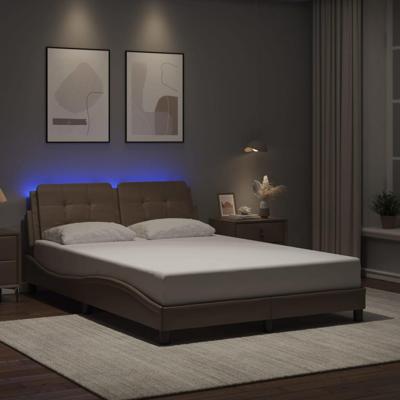 Bedframe met LED-verlichting kunstleer cappuccino 120x200 cm